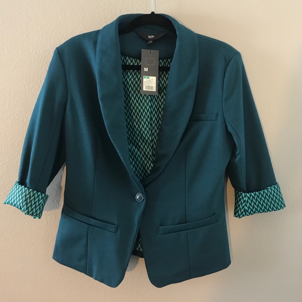 3/4 sleeve turquoise blazer